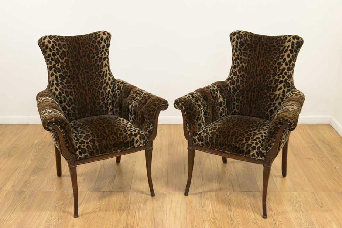 Pair Leopard Upholstered Fireside Chairs (1 of 5)