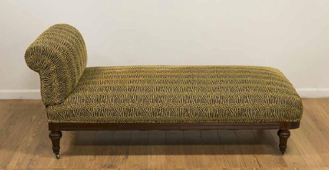 Victorian Daybed on Wheels: Back adjusts up and down. Approx. 28" H back x 65" L x 26" W. From the home of a N.Y. designer. Clean upholstery.