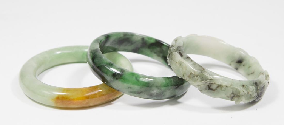 Carved Chinese Jade Bangle & 2 Chinese Bangles (1 of 5)