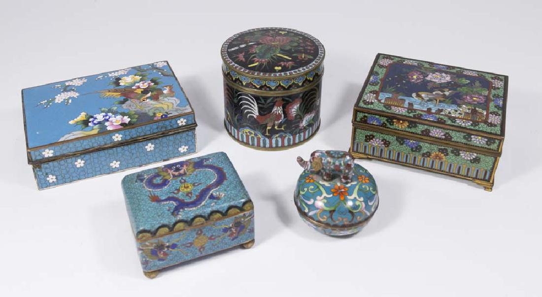 5 Chinese Cloisonné Boxes (1 of 8)