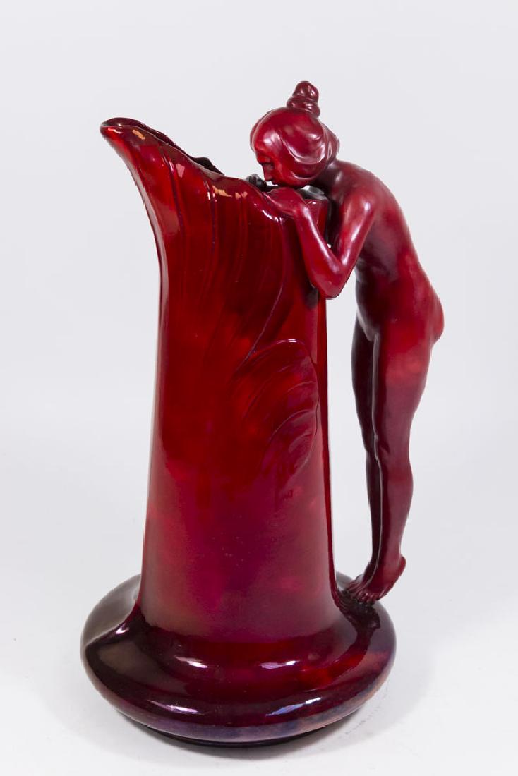Large Zsolnay Iridescent Red Figural Pitcher (1 of 7)