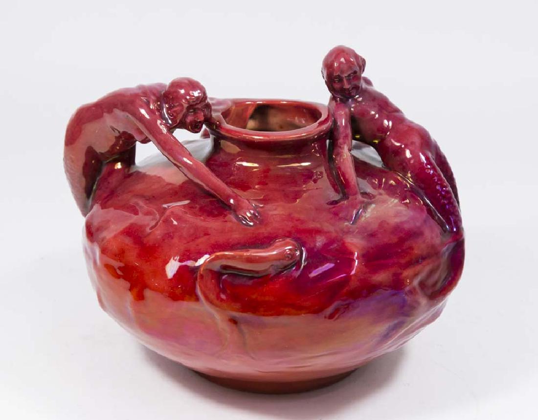 Zsolnay Iridescent Red Ground Figural Vase (1 of 5)