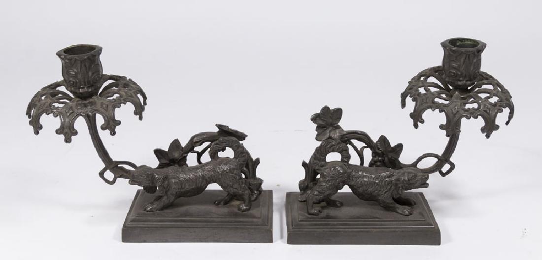 Pair Victorian Bronze Figural Candlesticks (1 of 4)