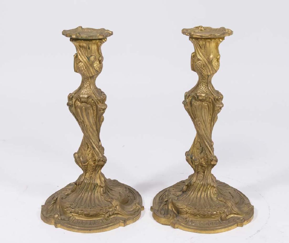 Pair Regence Style Bronze Candlesticks (1 of 3)