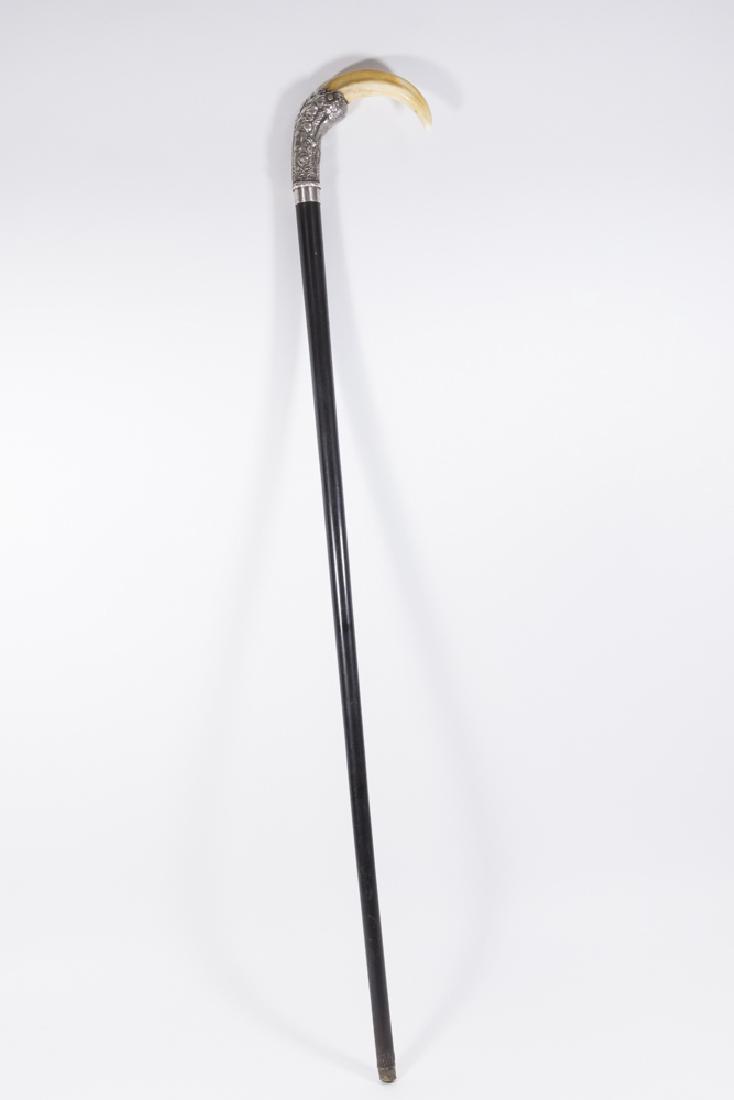 Cane with Silver & Bone Handle: Hallmarked for Sweden 1906. Approx. 32" long. (6183.32)