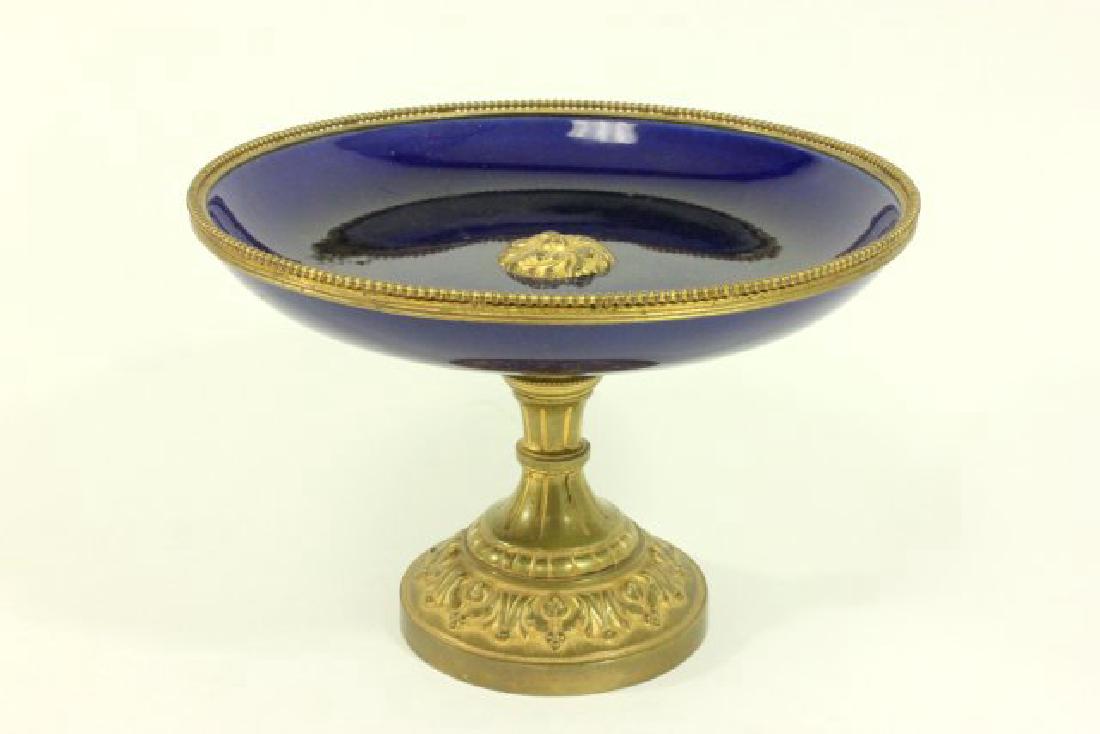 Cobalt Blue Porcelain Bronze Mounted Tazza (1 of 4)