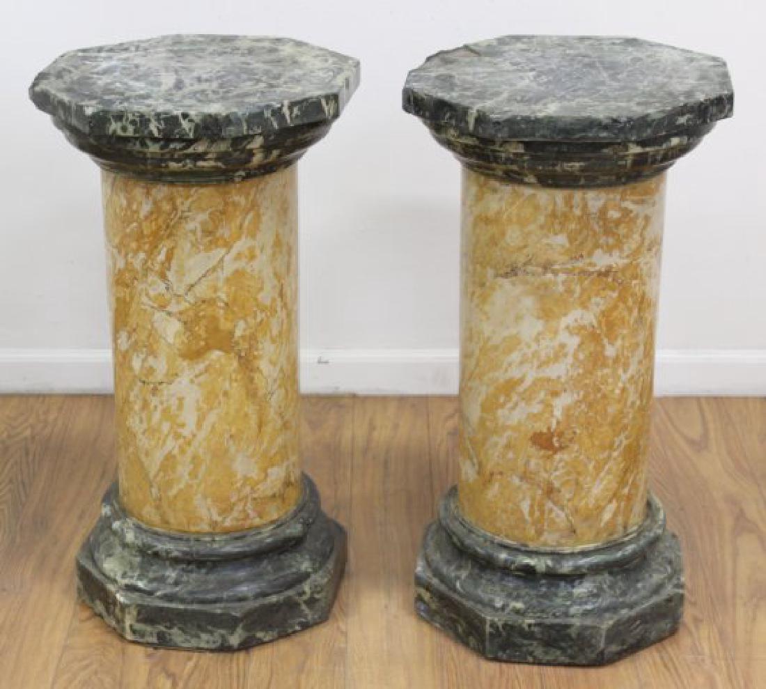 Pair Sienna & Green Marble Pedestals. (1 of 5)