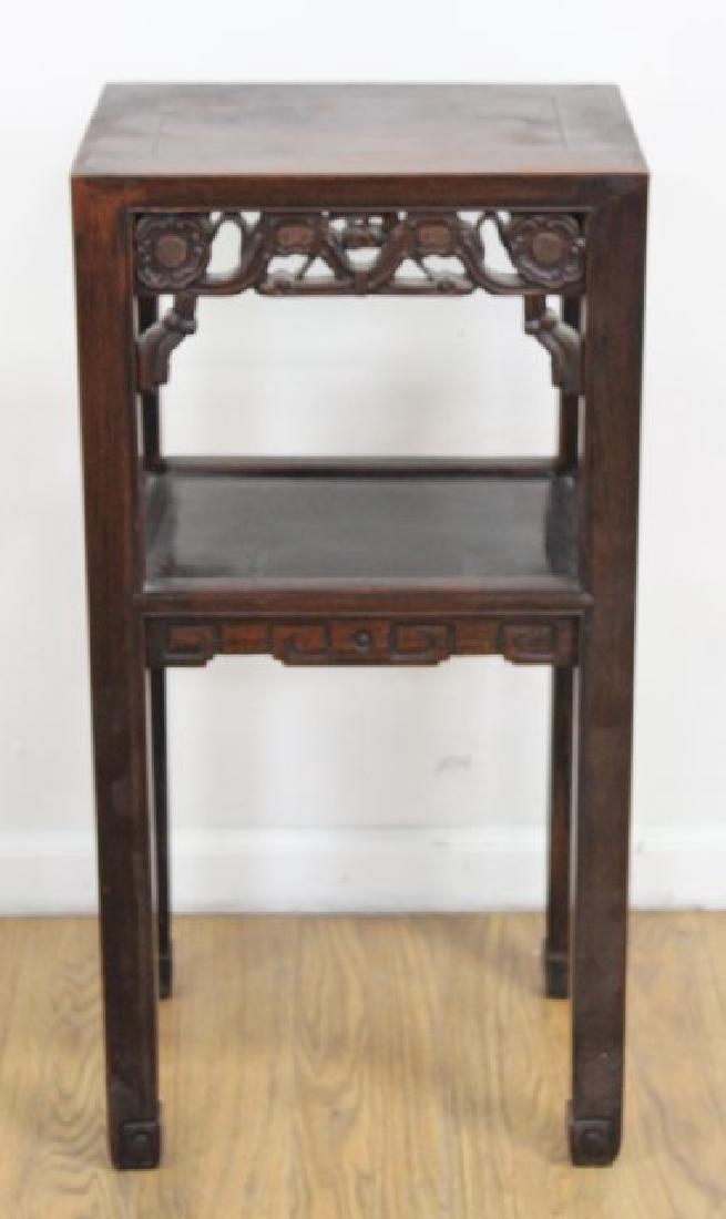 Carved Chinese Hardwood Pedestal: Approx. 32 1/2" H x 16" x 12".