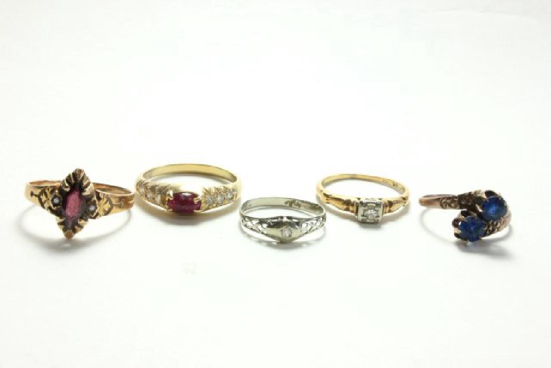 Lot 5 Vintage 14K & 18K Gold Rings with Jewels (1 of 6)