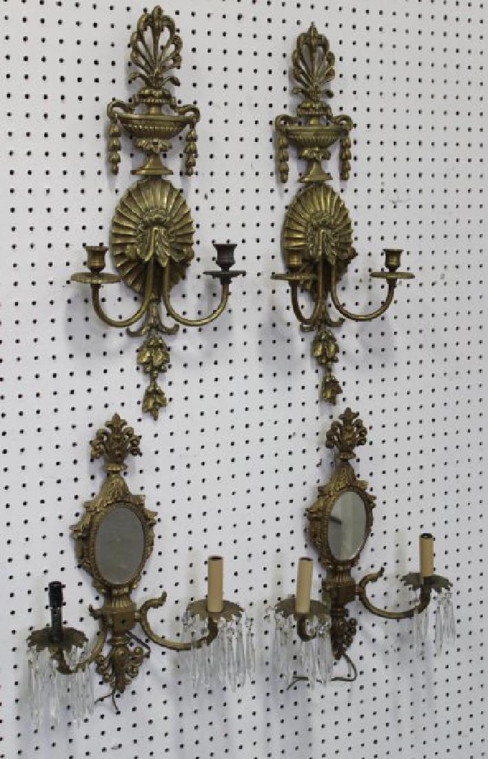 2 Pairs Brass 2-Arm Sconces (1 of 3)