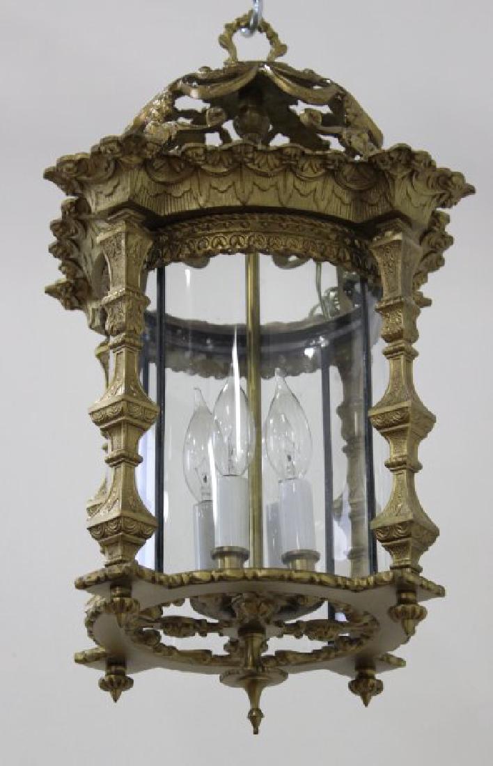 Brass & Crystal Lantern-Shaped Hall Light (1 of 4)