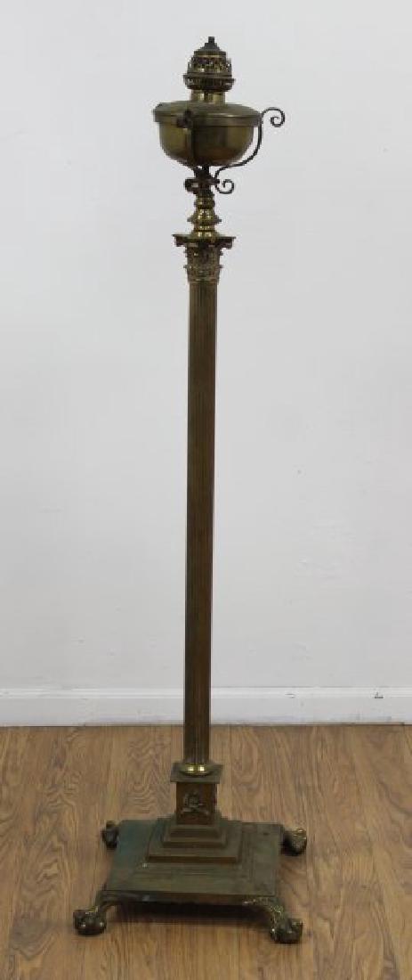 Late 19th C. Neoclassic Style Brass Floor Lamp: Approx. 56" H. (SFL732)
