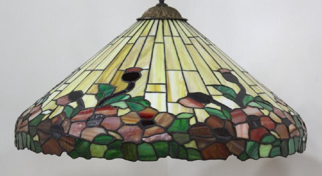 Tiffany Style Slag Glass Chandelier: Approx. 14" H x 28" diameter.