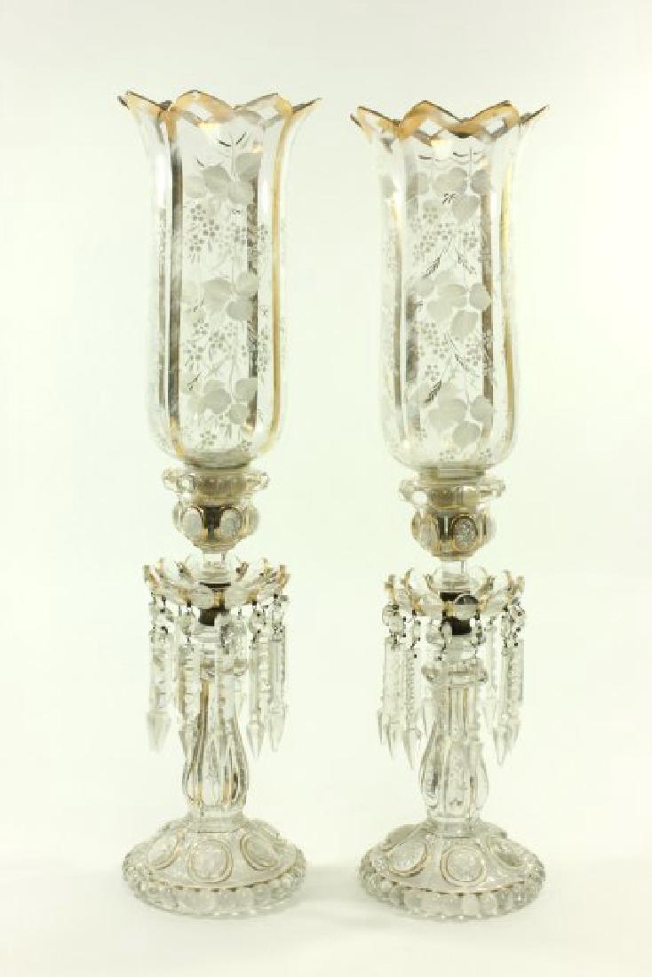 Pair Baccarat Style Hurricane Lamps (1 of 6)
