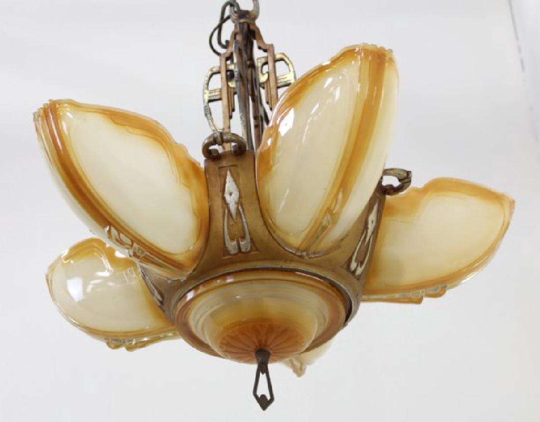 Art Deco 5-Shade Case Glass Lamp (1 of 3)