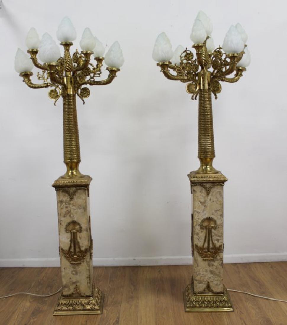 Pair Bronze & Marble Palace Size 8-Light Torcheres (1 of 6)