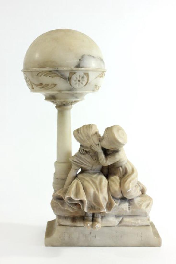Early 20th Century Figural Carved Alabaster Lamp (1 of 4)