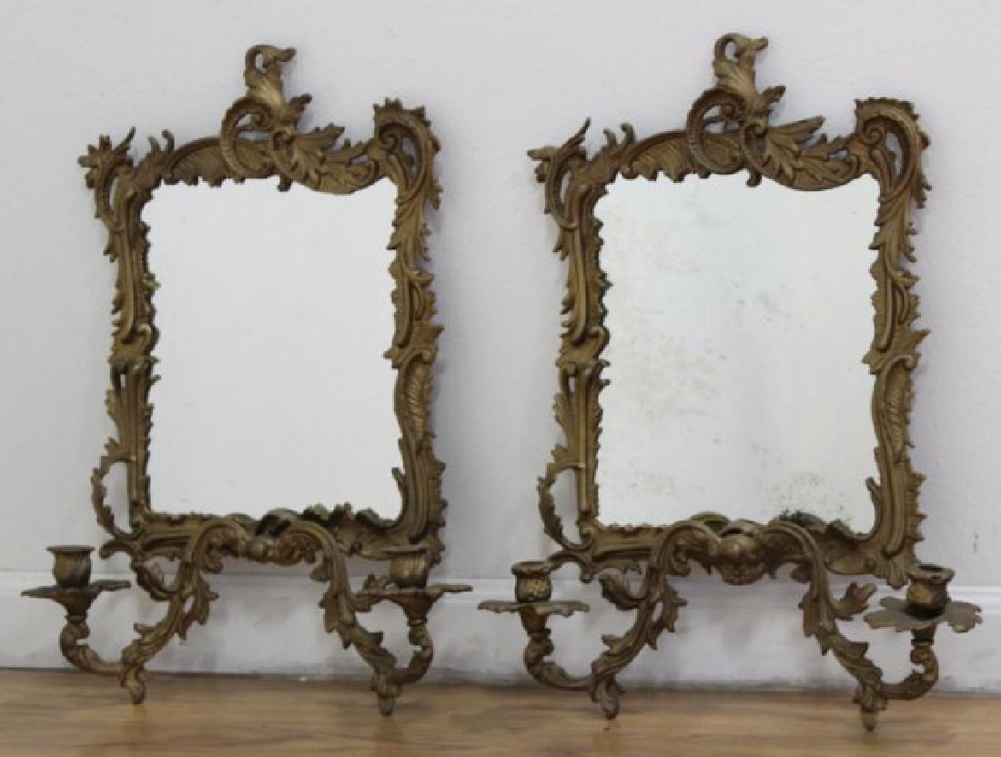 Pair Mirrored Back 2-Light Bronze Sconces (1 of 4)