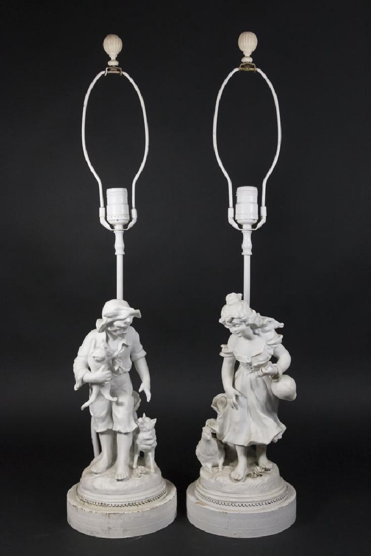 Pair Bisque Figural Lamps (1 of 7)
