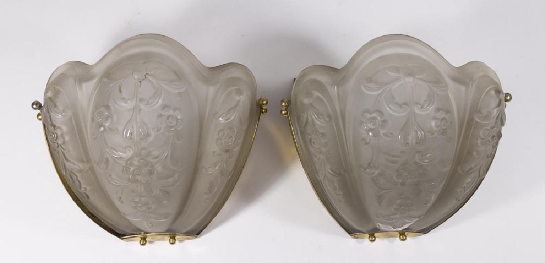 Pair Sconces with Frosted Floral Shade (1 of 3)