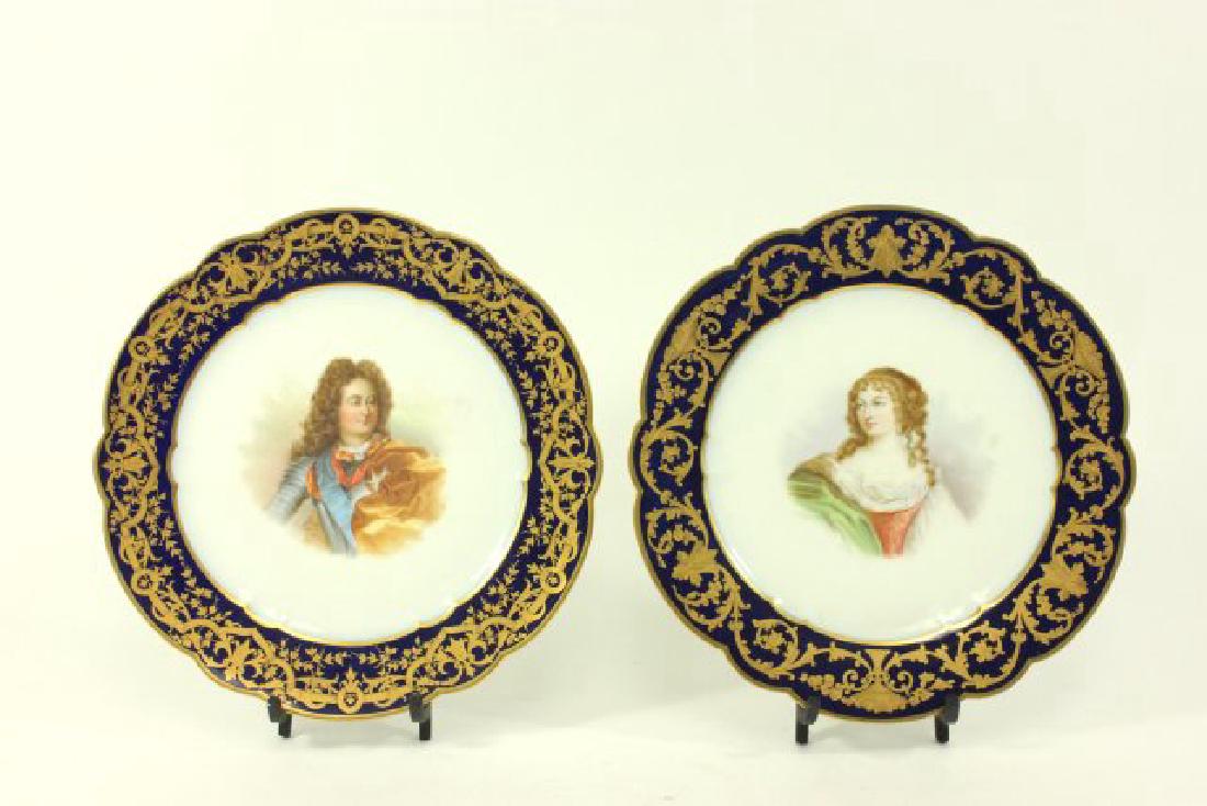 2 Sèvres Portrait Plates: Approx. 10" diameter.