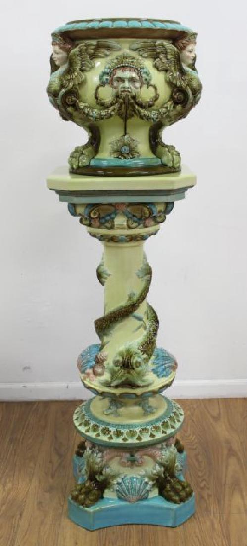 Magnificent Majolica Jardiniere & Pedestal (1 of 9)