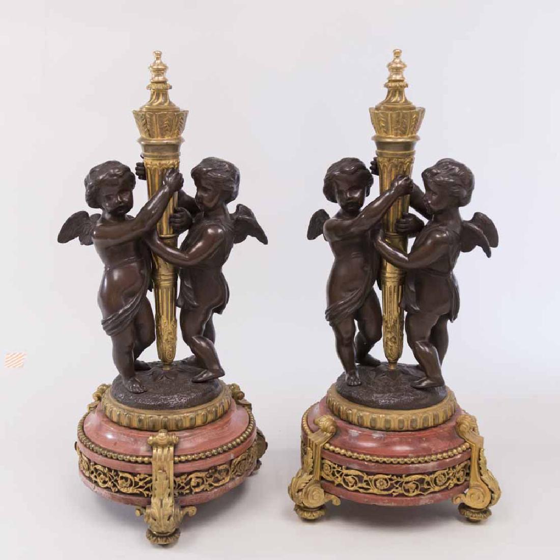 Pair Bronze & Rouge Marble Figures (1 of 5)