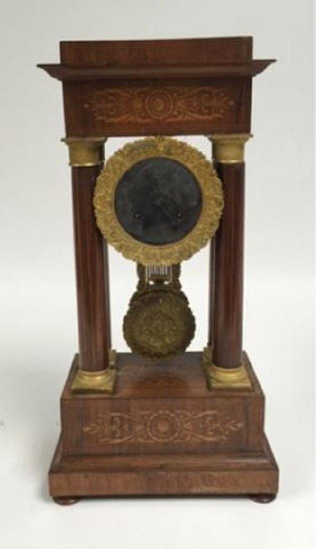 :19th C. Inlaid Bronze Mounted Portico Clock (1 of 4)
