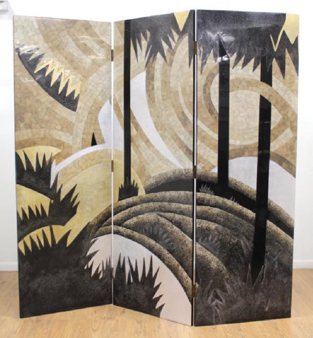 Eggshell & Gilt Black Lacquer 3-Panel Screen (1 of 3)