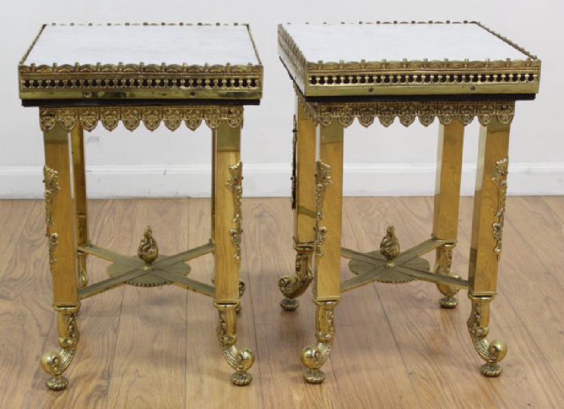 Pair of Marble Top Polished Metal Side Tables (1 of 5)