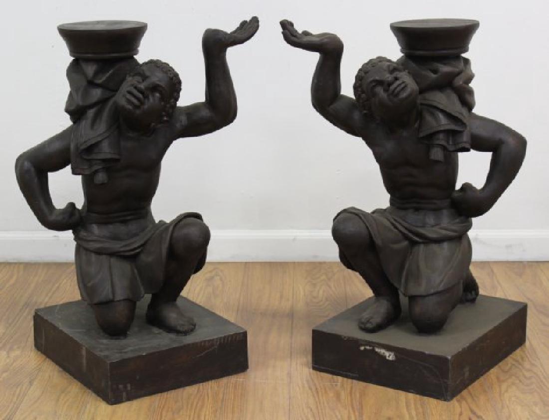 Pair Nubian Fiberglass Pedestals: L206791. Approx. 26" H x 17" W.