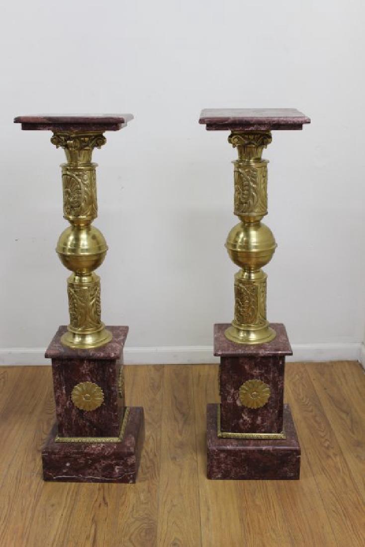 Pair Marble & Bronze Pedestals with Bronze Ormolu (1 of 4)