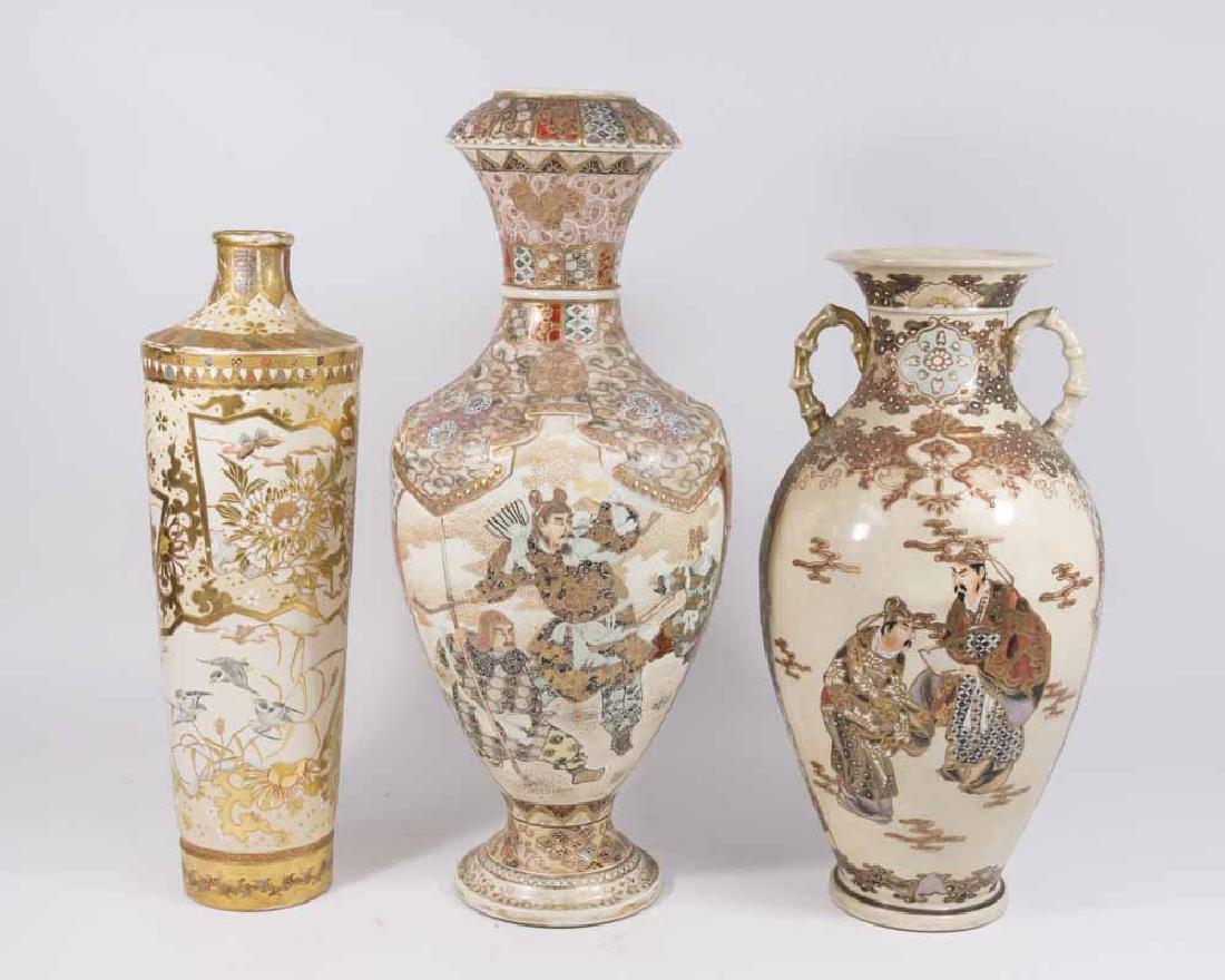 3 Large Japanese Satsuma Vases (1 of 9)