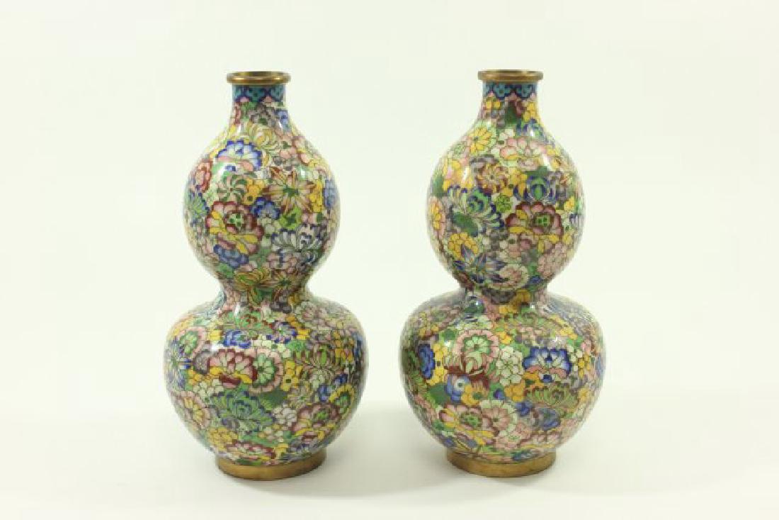 Pair Cloisonné Double Gourd Vases (1 of 4)