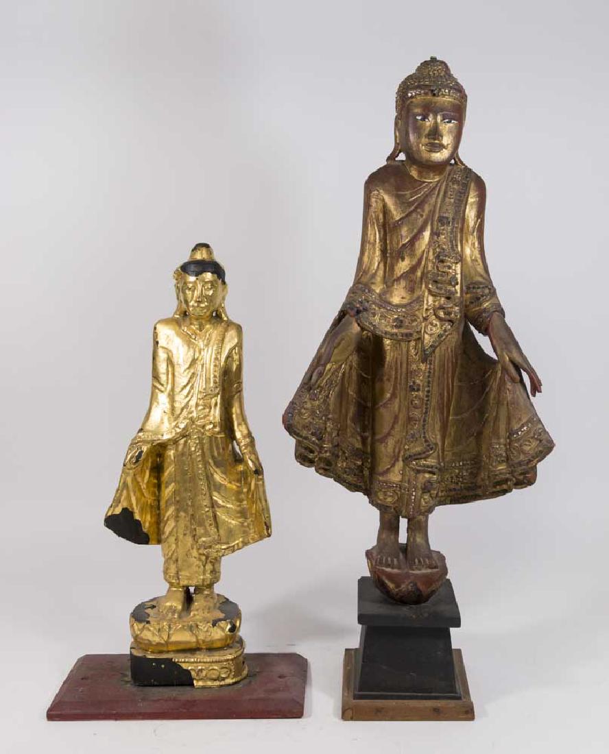 2 Giltwood Standing Buddhas (1 of 8)