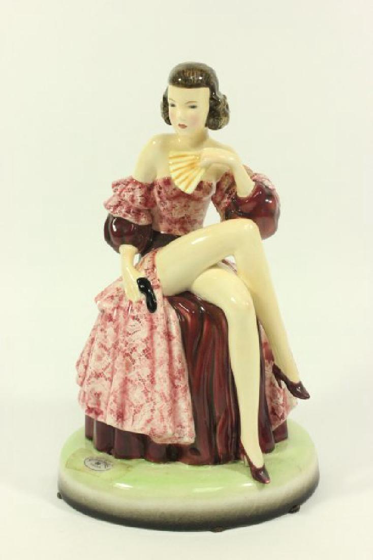 Art Deco Goldscheider Figurine Seated Woman w/ Fan (1 of 5)