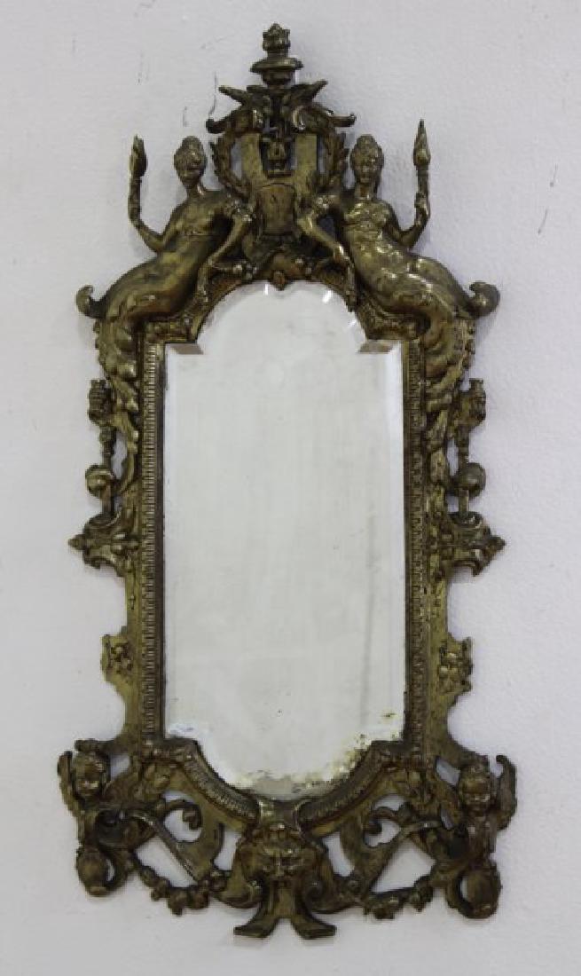 Baroque Style Brass Figural Mirror (1 of 3)
