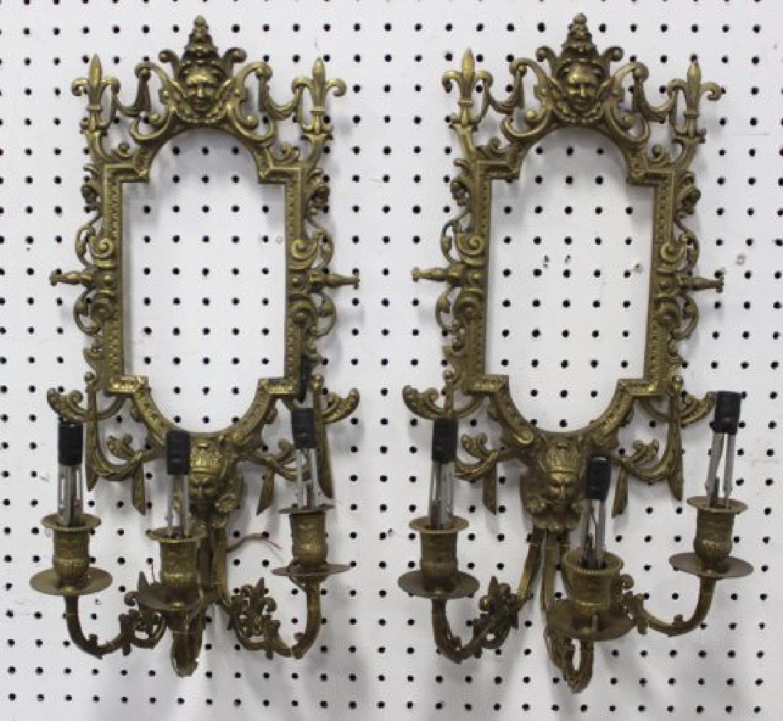 Pair Neoclassic Style Brass Girandoles (1 of 4)