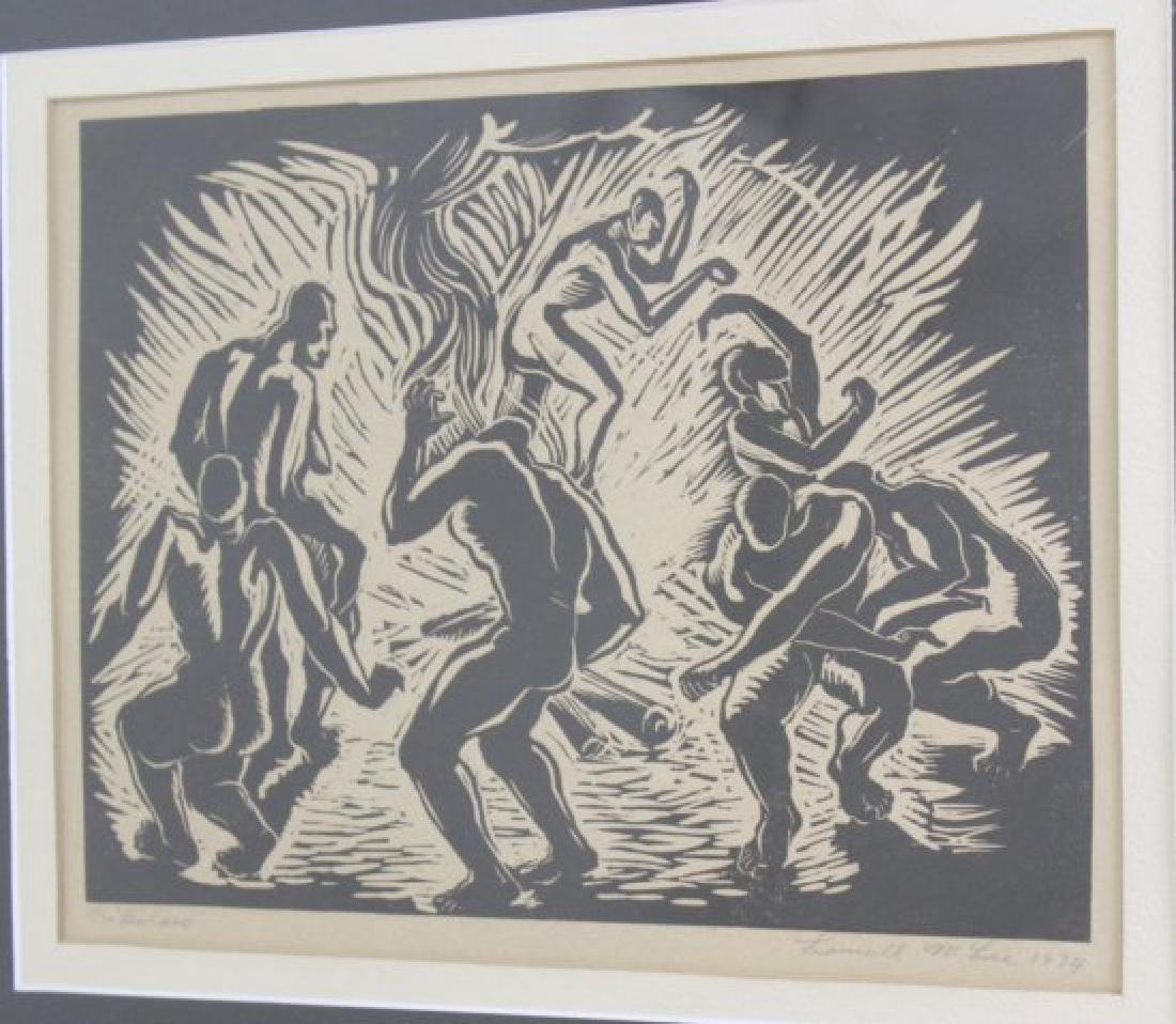 Lowell Merritt Lee, "Bolaro": Etching. Pencil signed, titled, and numbered 5/30. Lowell Merritt Lee (born 1905). Approx. 8 1/2" x 10 1/2" sight, 20" x 26" framed. (6099)