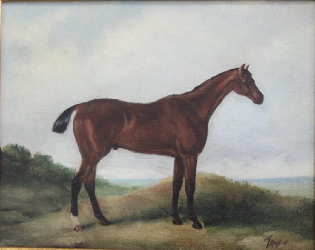 Modern Oil on Canvas, Horse: Signed Taylor. Approx. 8" x 10" unframed, 16" x 18" with frame. (6181)