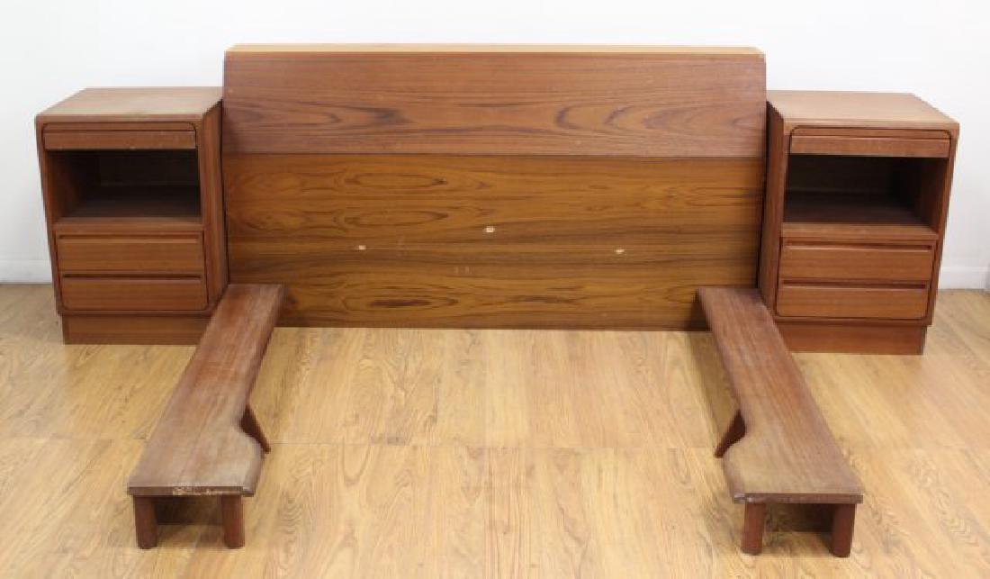 Pair Danish Modern Nightstands & Headboard (1 of 10)