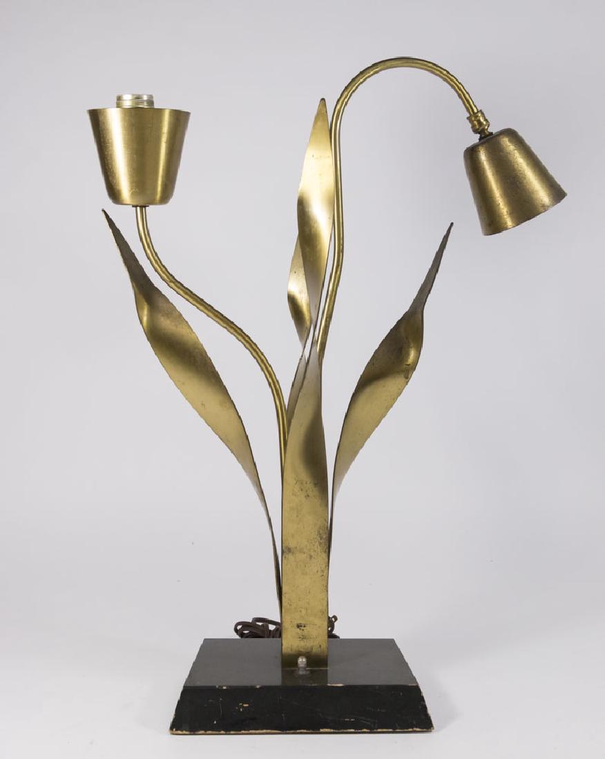 Organic Leaf Form Mid-Century Modern Lamp: 2-light. Approx. 20 1/2" H.