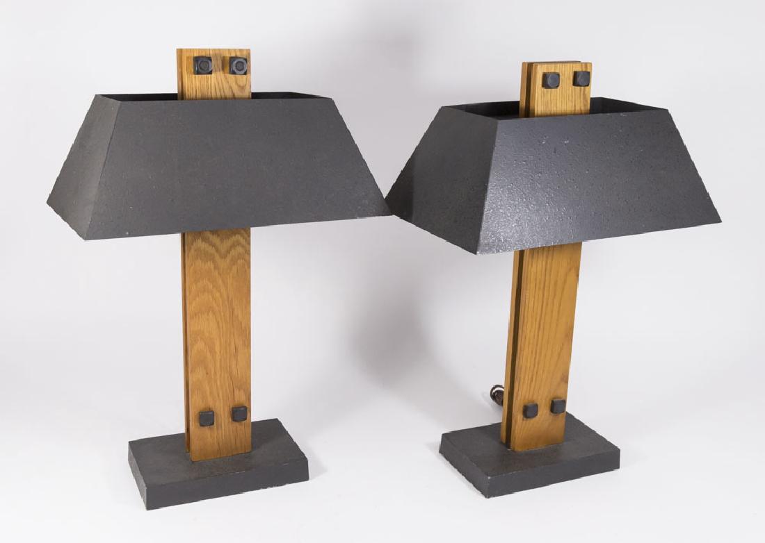 Pair Danish Modern Teak & Metal Table Lamps (1 of 3)