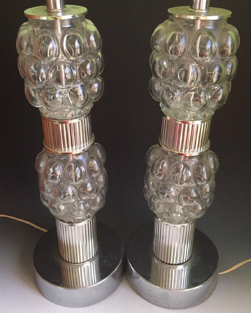 Pair Mid-Century Modern Chrome & Glass Lamps (1 of 5)
