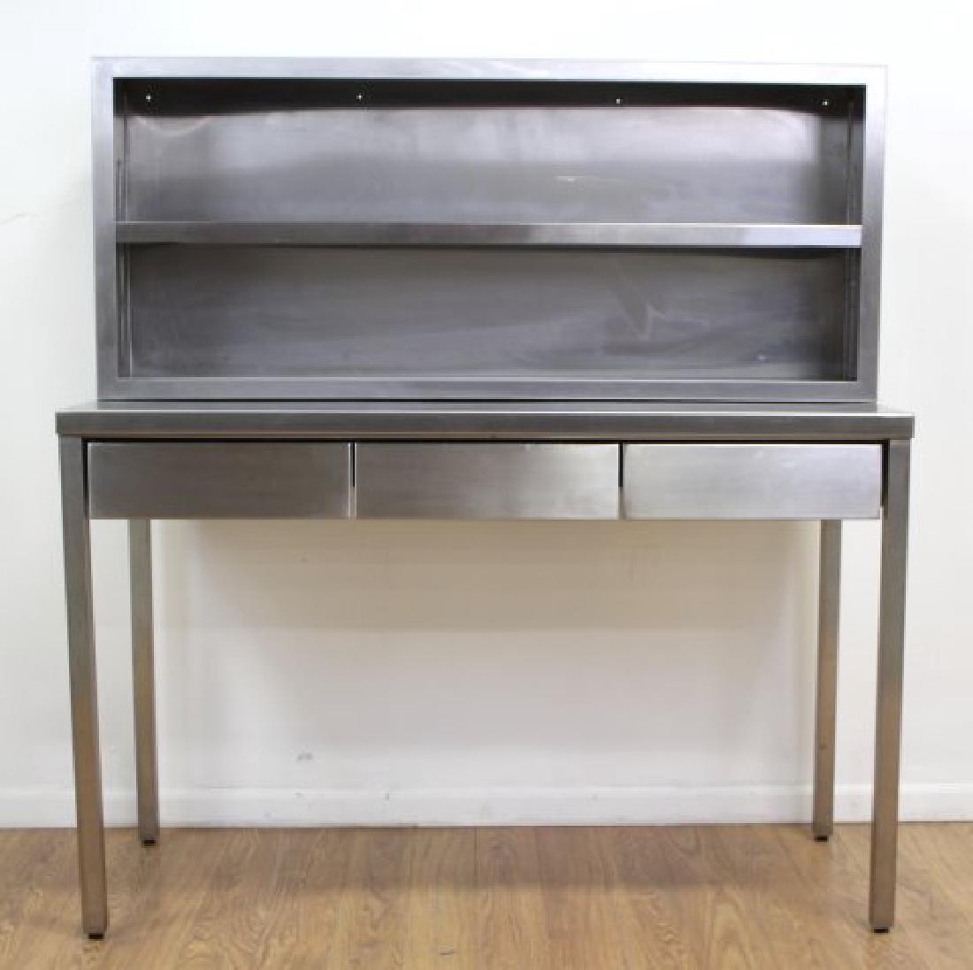 Industrial Brushed Steel Table & Cabinet (1 of 6)