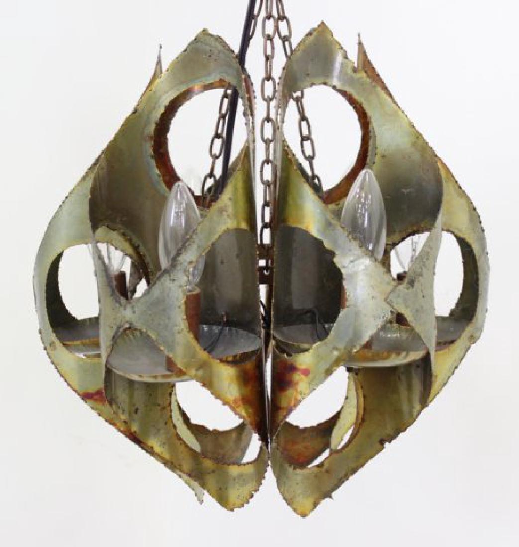 Silas Seandel Brutalist 6-Light Chandelier: Approx. 14" H x 12" diameter.