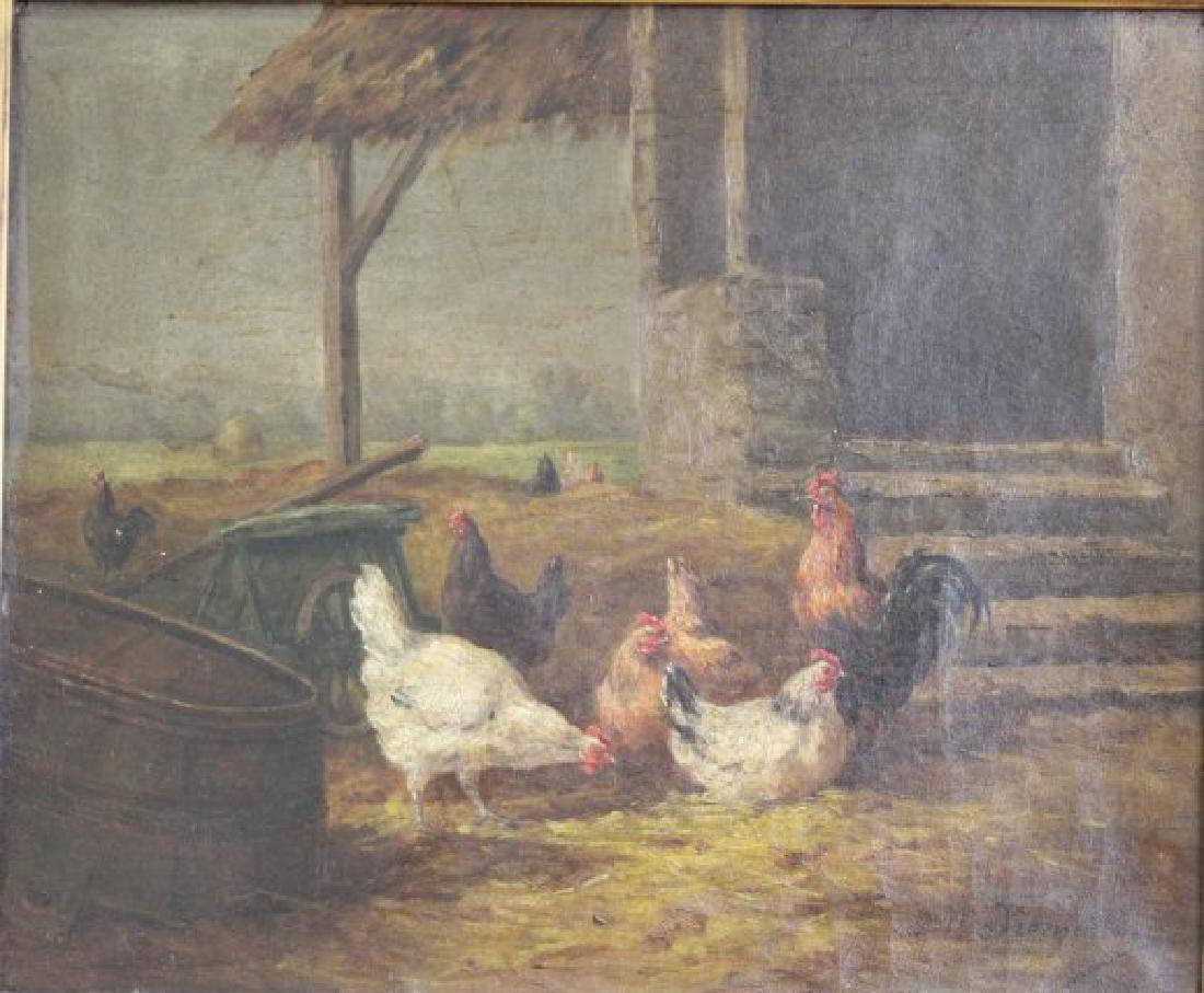 Eugene Fromentin, Barnyard Scene with Chickens (1 of 5)