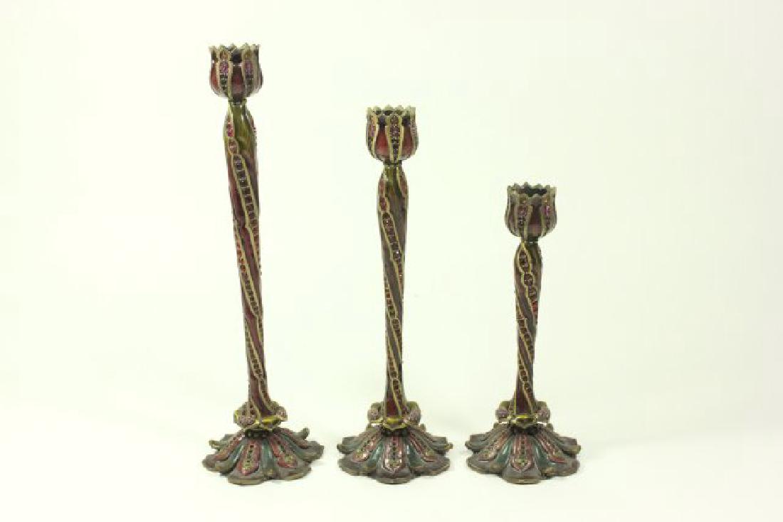 Jay Strongwater Enamel & Jeweled Candlesticks (1 of 6)
