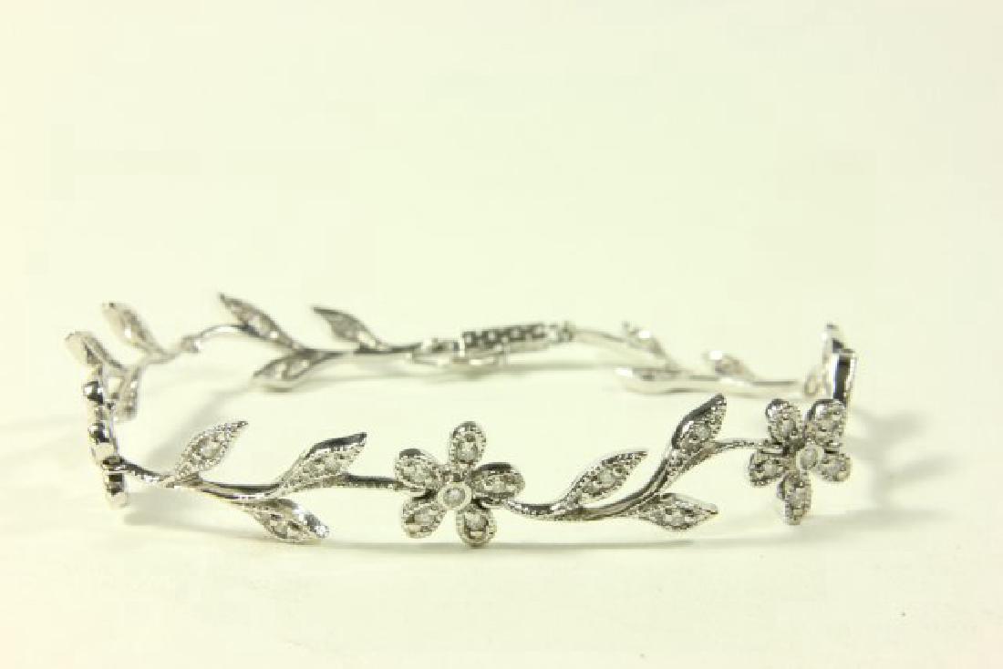 14K White Gold & Diamond Floral Bracelet (1 of 2)
