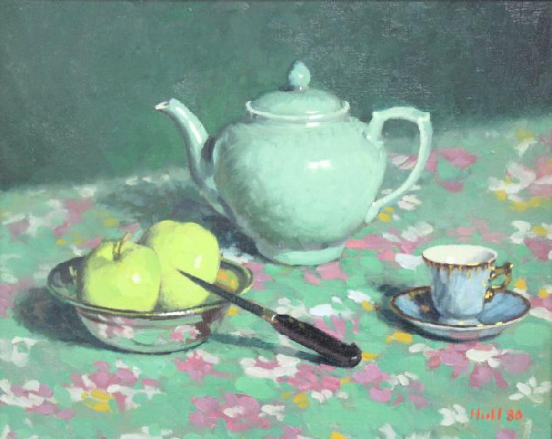 Gregory Stewart Hull, Still Life: Oil on canvas. Signed lower right and dated 1980. Approx. 16" x 20" image, 23" x 27 1/2" framed.